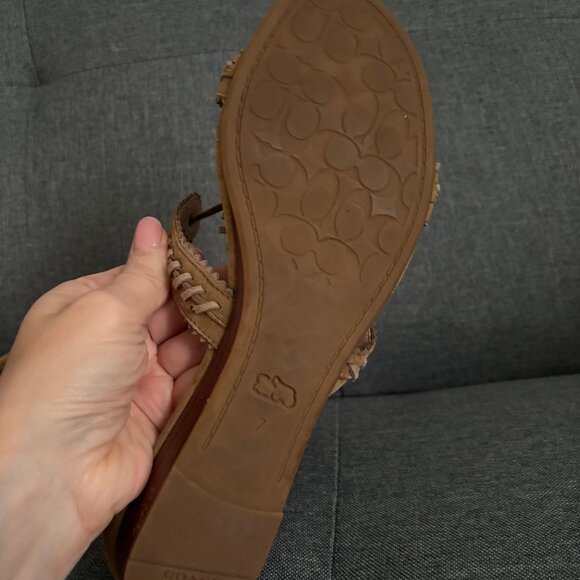 Coach Gladiator Tie Up Suede Wedge Sandals - Picture 8 of 8